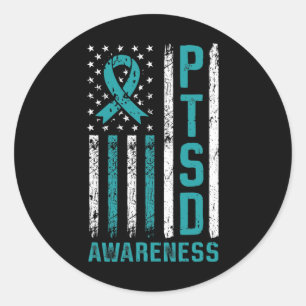 Pegatina Redonda Indicador De Conciencia Del Ptsd Post Trastorno De