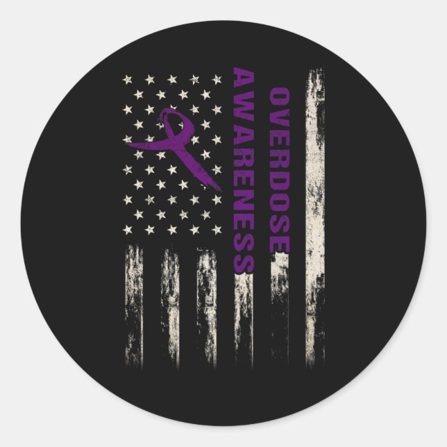 Pegatina Redonda Indicador de conciencia Recuperación de la adicció (Anverso)