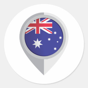 Pegatina Redonda Indicador de ubicación del pin de Australia