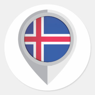 Pegatina Redonda Indicador de ubicación del pin de Islandia