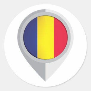 Pegatina Redonda Indicador de ubicación del pin de Rumania
