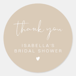 Pegatina Redonda INDIE Boho Beige Agradecimiento Despedida de Solte