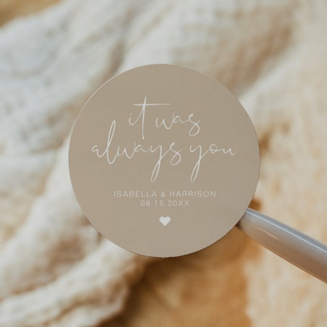 Pegatina Redonda INDIE Modern Bohemian Earthy Beige Wedding Favor (Subido por el creador)