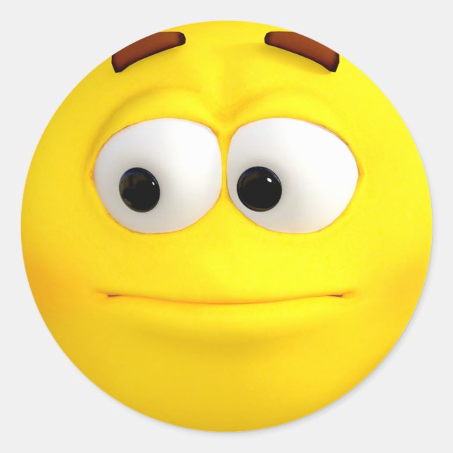 Pegatina Redonda Indiferente Emoji amarilla 3D (Anverso)