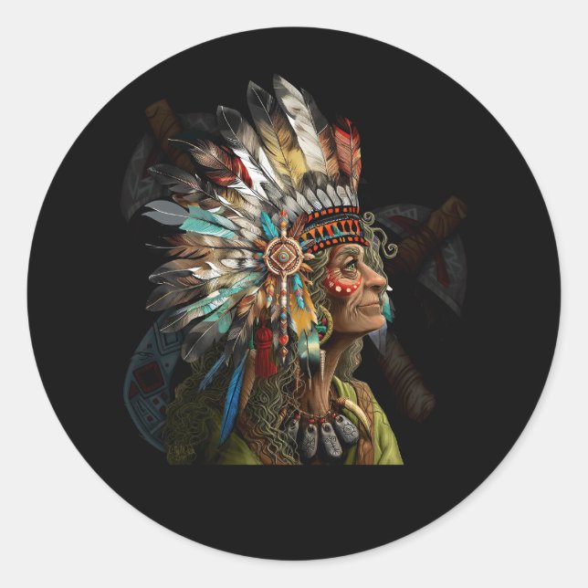 Pegatina Redonda Indígenas indígenas indígenas aborrecidos (Anverso)