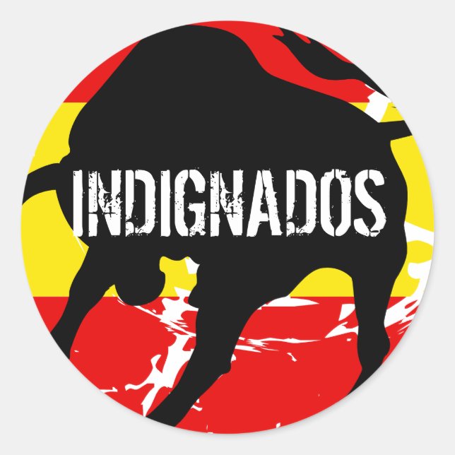 Pegatina Redonda Indignados (Anverso)