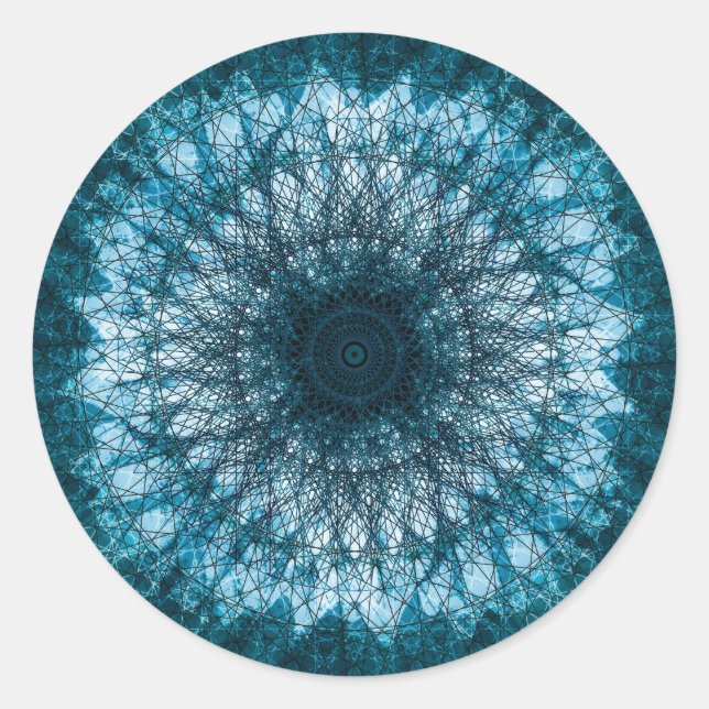 Pegatina Redonda Índigo Blue Mandala (Anverso)