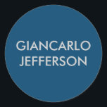 Pegatina Redonda Indigo color azul Minimalista profesional Su nombr<br><div class="desc">Diseño moderno,  creativo y minimalista.</div>