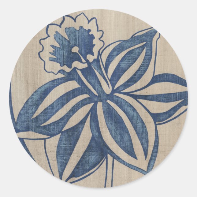 Pegatina Redonda Indigo Daffodil (Anverso)