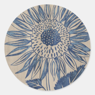 Pegatina Redonda Indigo Sunflower