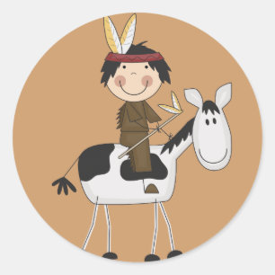 Pegatina Redonda Indios con camisetas y regalos para caballos