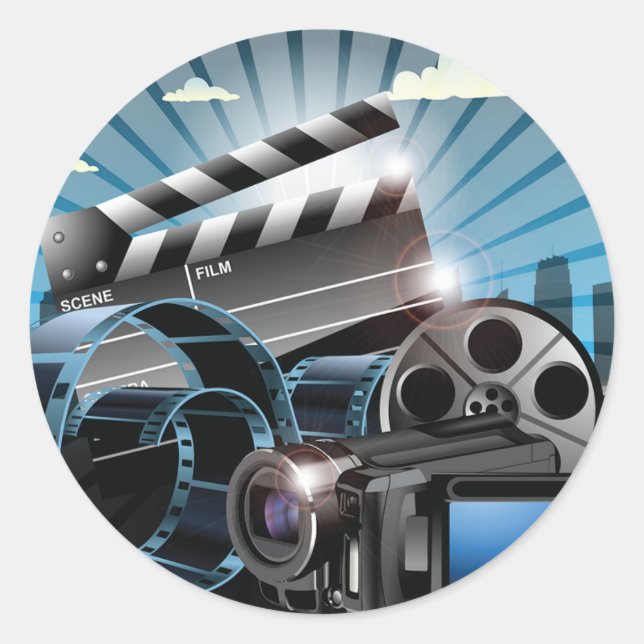 Pegatina Redonda Industria de películas (Anverso)