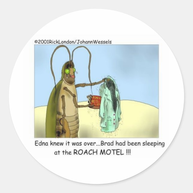 Pegatina Redonda Infidelidad de las cucarachas Regalos divertidos,  (Anverso)