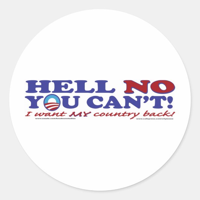 Pegatina Redonda Infierno-No-con-Logotipo-de-Obama (Anverso)