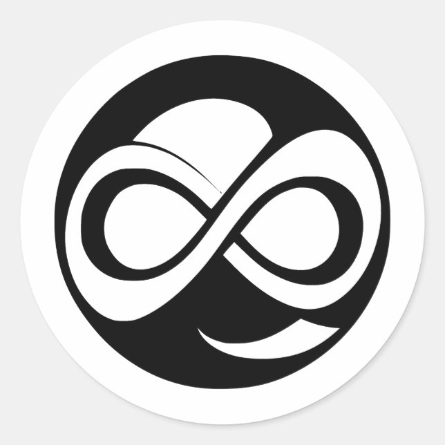Pegatina Redonda Infinidad simple | Elegancia en blanco y negro (Anverso)