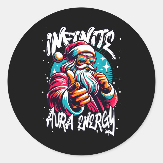 Pegatina Redonda Infinite Aura Energy And Sigma Rizzmas  (Anverso)