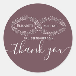 Pegatina Redonda Infinito burgundy botánico romántico elegante