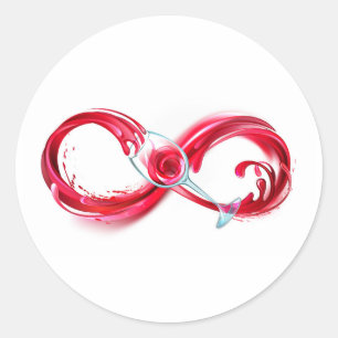 Pegatina Redonda Infinito con vino Rojo