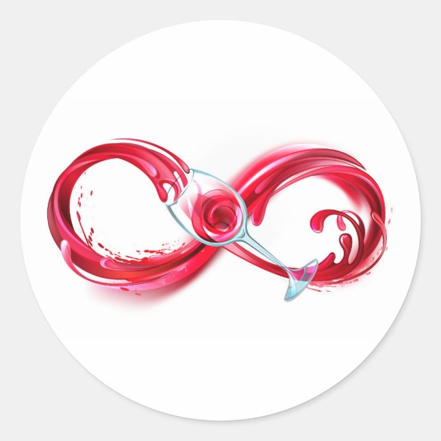 Pegatina Redonda Infinito con vino Rojo (Anverso)