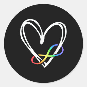 Pegatina Redonda Infinity Heart Autism Conciencia El amor no necesi
