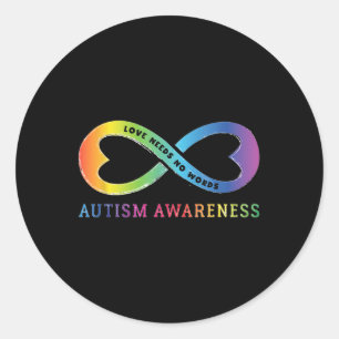 Pegatina Redonda Infinity Heart Love Autism Awareness No necesita p