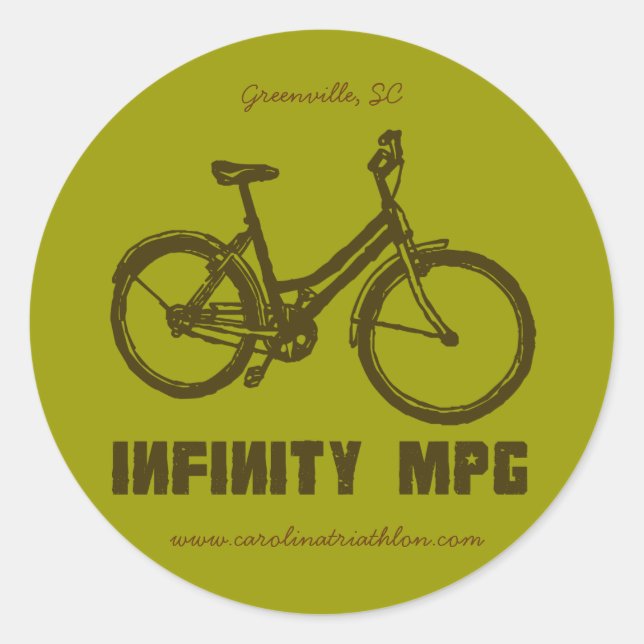 Pegatina Redonda INFINITY MPG brown decal, www.carolinatriathlon.co (Anverso)