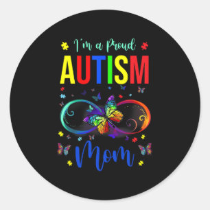 Pegatina Redonda Infinity Soy Una Orgullosa Mamá Autismo Conciencia