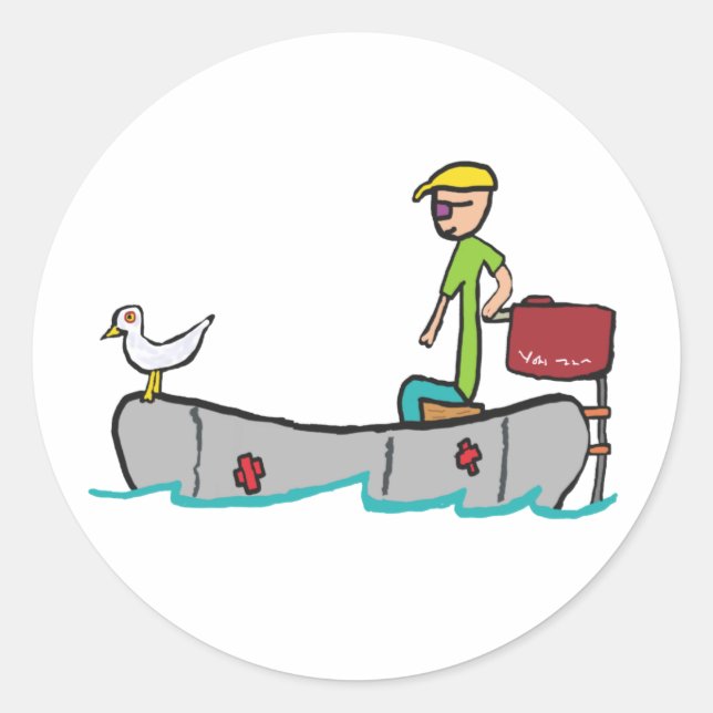 Pegatina Redonda Inflable Rubber Dinghy (Anverso)