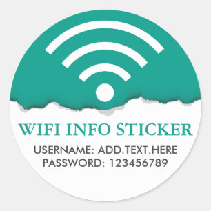 Pegatina Redonda Información de acceso a Internet/WiFi personalizad