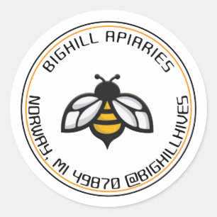 Pegatina Redonda Información de contacto de Honey Label Amarillo Be