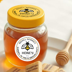 Pegatina Redonda Información de contacto de Honey Label Amarillo Be