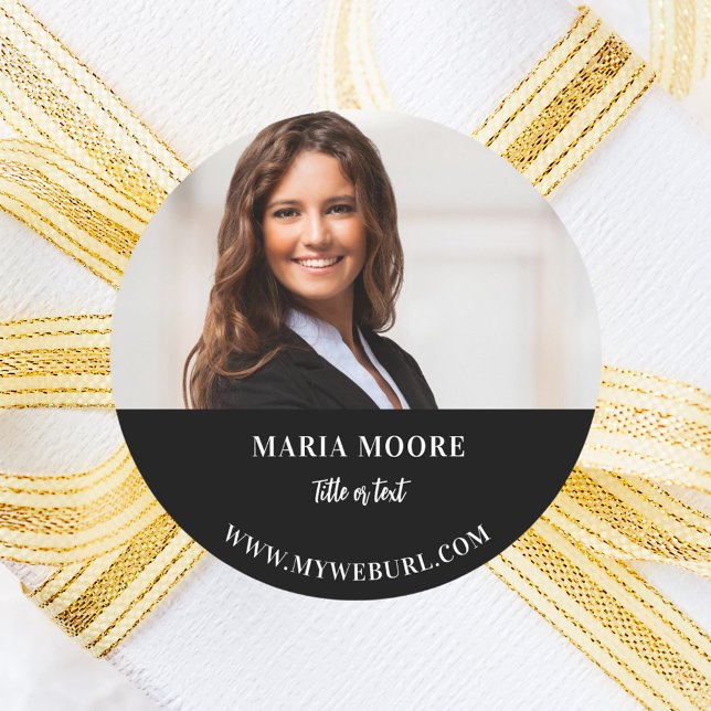 Pegatina Redonda Información de contacto de texto de nombre de foto (Subido por el creador)