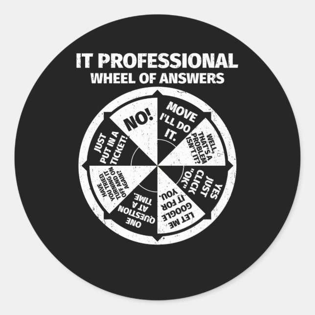 Pegatina Redonda Información De Rueda De Respuestas Profesional De  (Anverso)