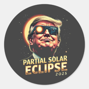 Pegatina Redonda Información de Trump sobre el eclipse solar parcia