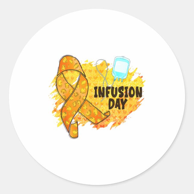 Pegatina Redonda Infusion Day Multiple Sclerosis Awareness Orange R (Anverso)