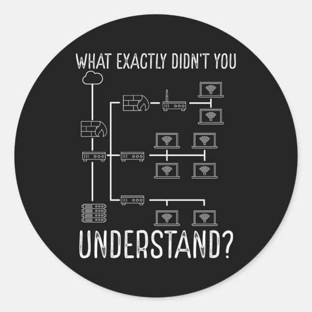 Pegatina Redonda Ingeniería de redes de herramientas de ingeniería  (Anverso)