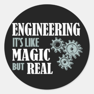 Pegatina Redonda Ingeniería - Es como la magia pero real
