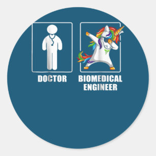 Pegatina Redonda Ingeniero biomédico Unicorn Dabbing Funny Amantes