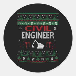 Pegatina Redonda Ingeniero Civil Ugly Engineering