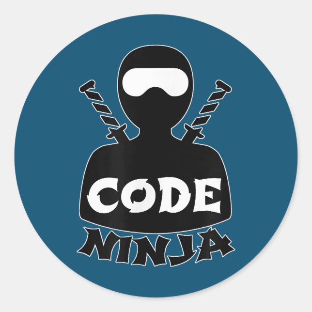 Pegatina Redonda Ingeniero de Codificación Informática de Code Ninj (Anverso)