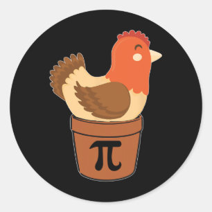 Pegatina Redonda Ingeniero de matemáticas divertidas en pollos Nerd