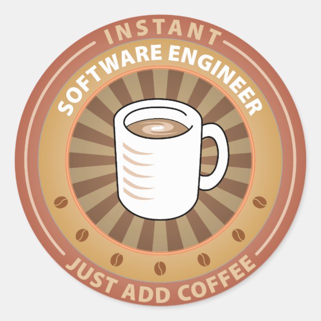 Pegatina Redonda Ingeniero de software instantáneo (Anverso)