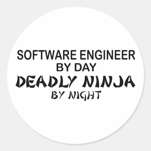 Pegatina Redonda Ingeniero de software Morly Ninja (Anverso)