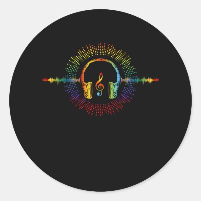 Pegatina Redonda Ingeniero de sonido Audio Wave Audio Engineer Musi (Anverso)