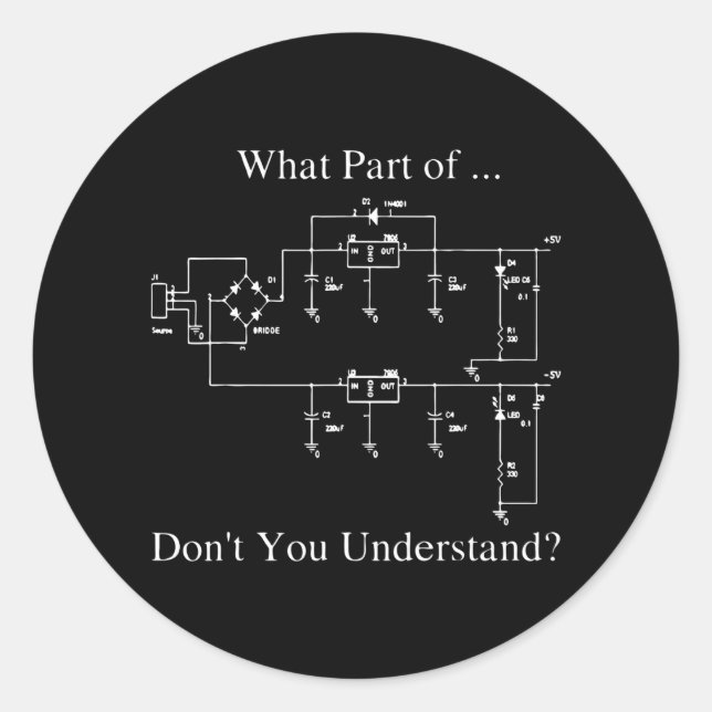 Pegatina Redonda Ingeniero eléctrico (Anverso)