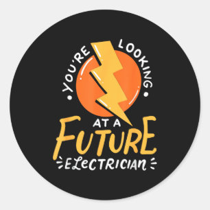 Pegatina Redonda Ingeniero eléctrico divertido del futuro