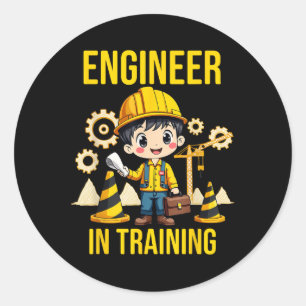 Pegatina Redonda Ingeniero En Entrenamiento Ingeniero Futuro Holdin