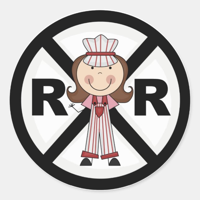 Pegatina Redonda Ingeniero ferroviario - camisetas y regalos Chicas (Anverso)