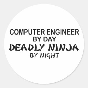 Pegatina Redonda Ingeniero Informático Muerto Ninja