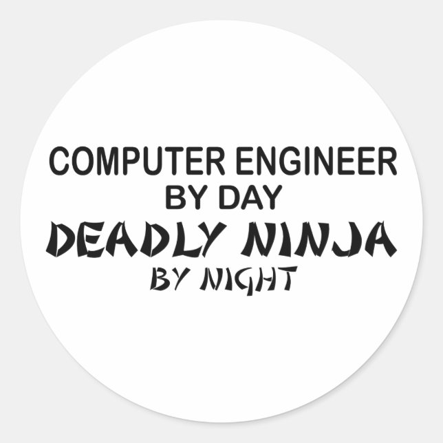 Pegatina Redonda Ingeniero Informático Muerto Ninja (Anverso)